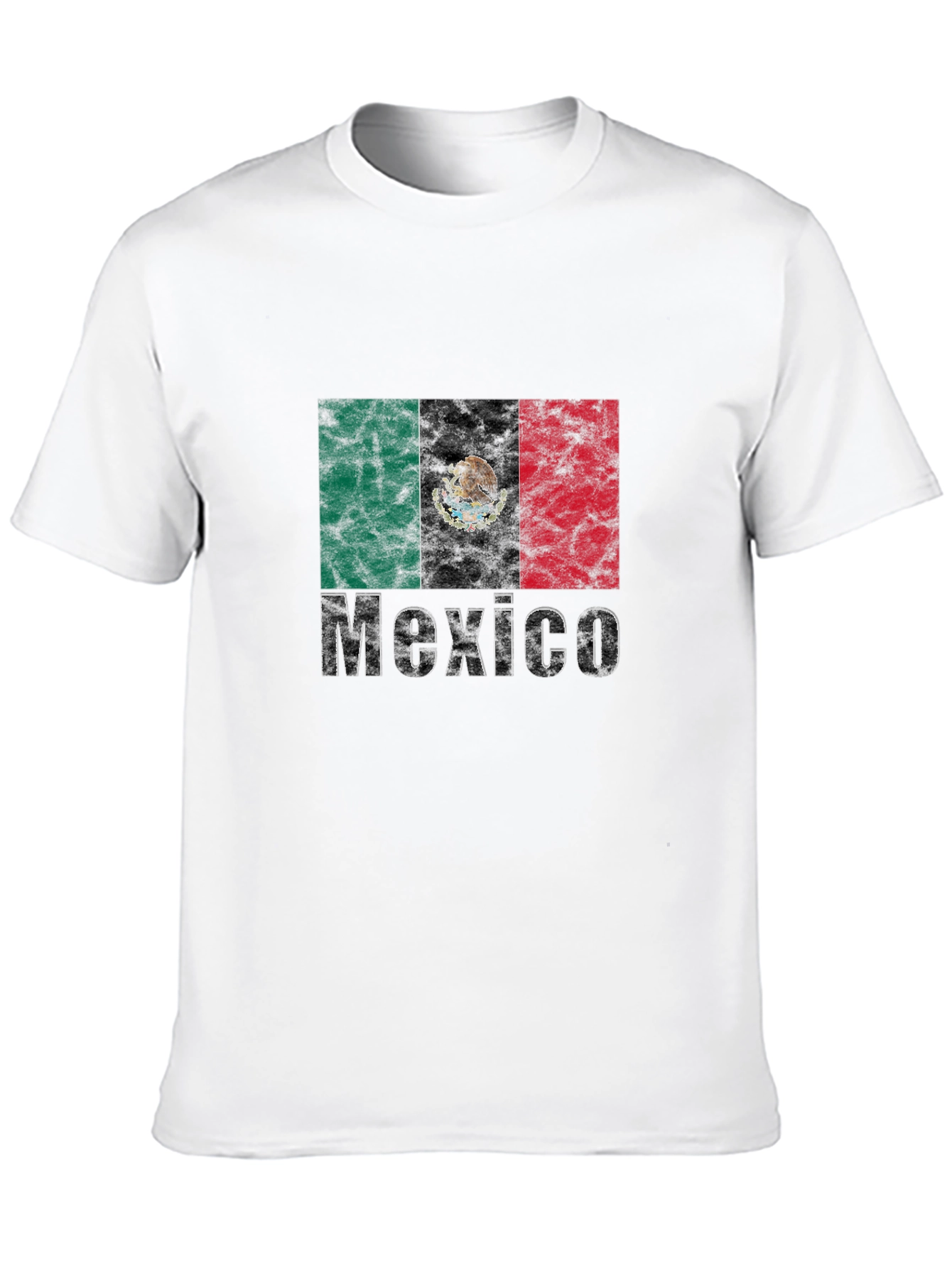 Mexico Flag Graphic T-Shirt - Black Crew Neck Tee