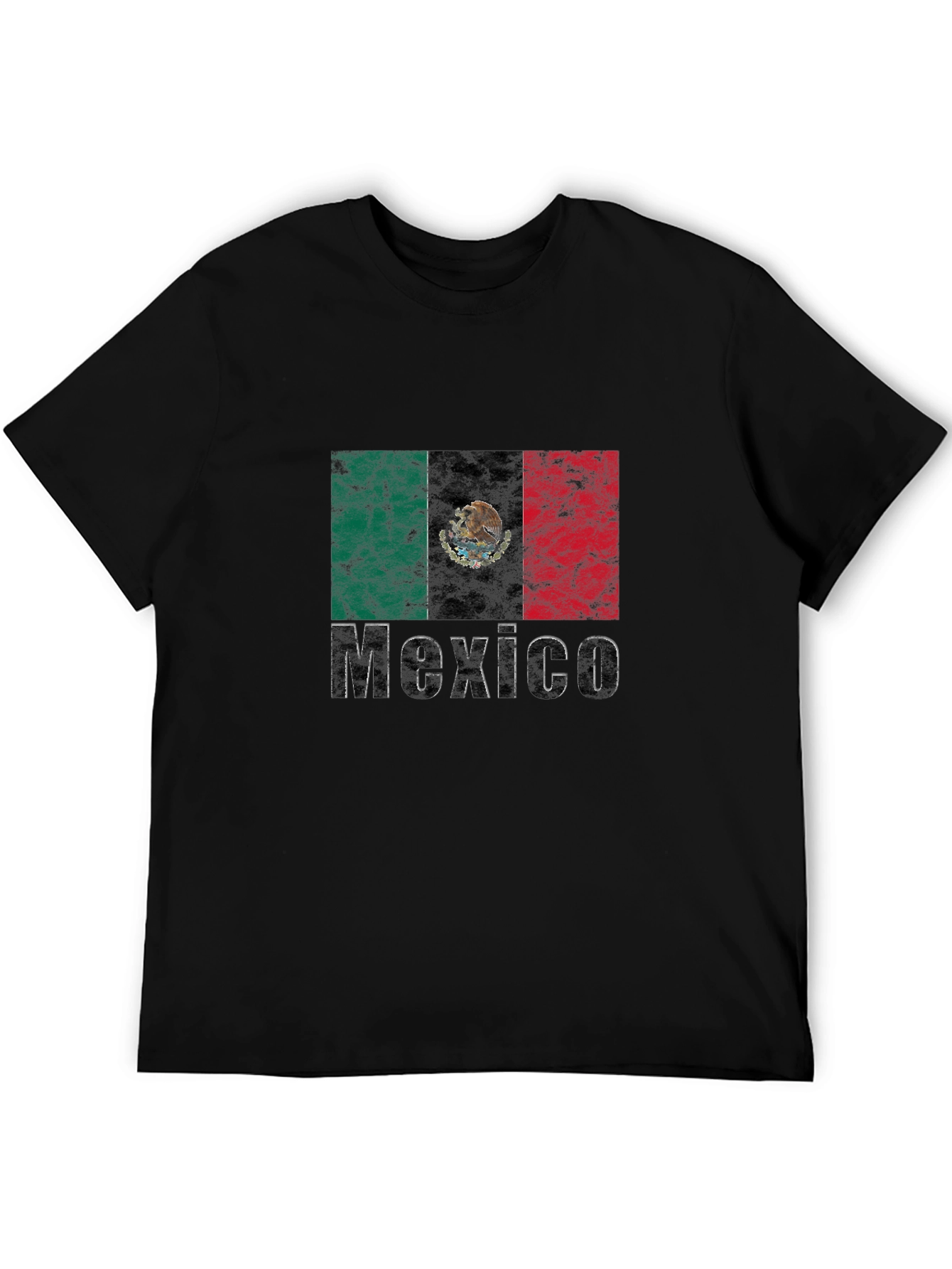 Mexico Flag Graphic T-Shirt - Black Crew Neck Tee