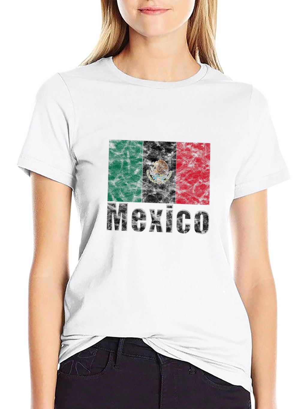Mexico Flag Graphic T-Shirt - Black Crew Neck Tee