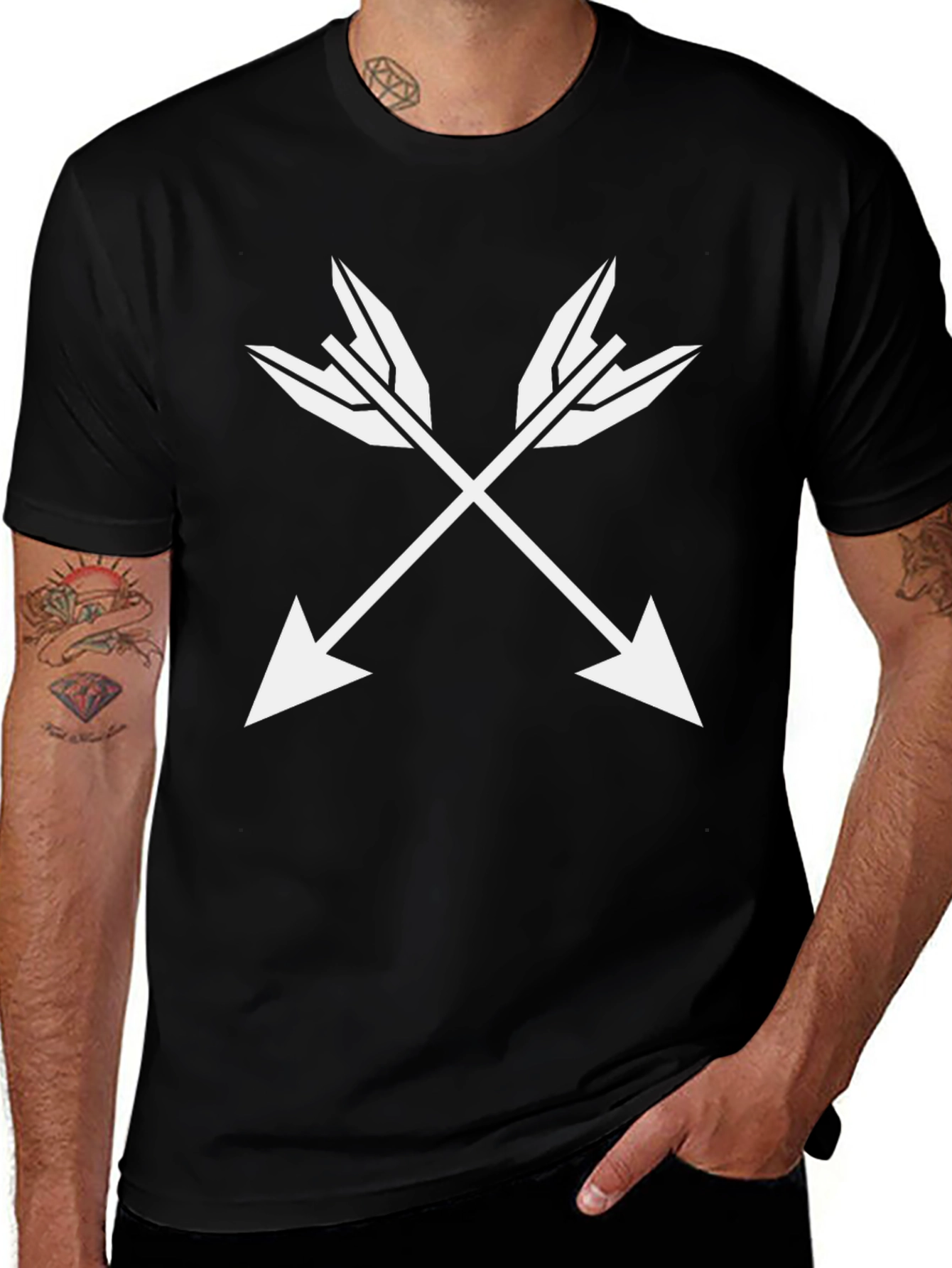 Crossed Arrows Graphic Black T-Shirt