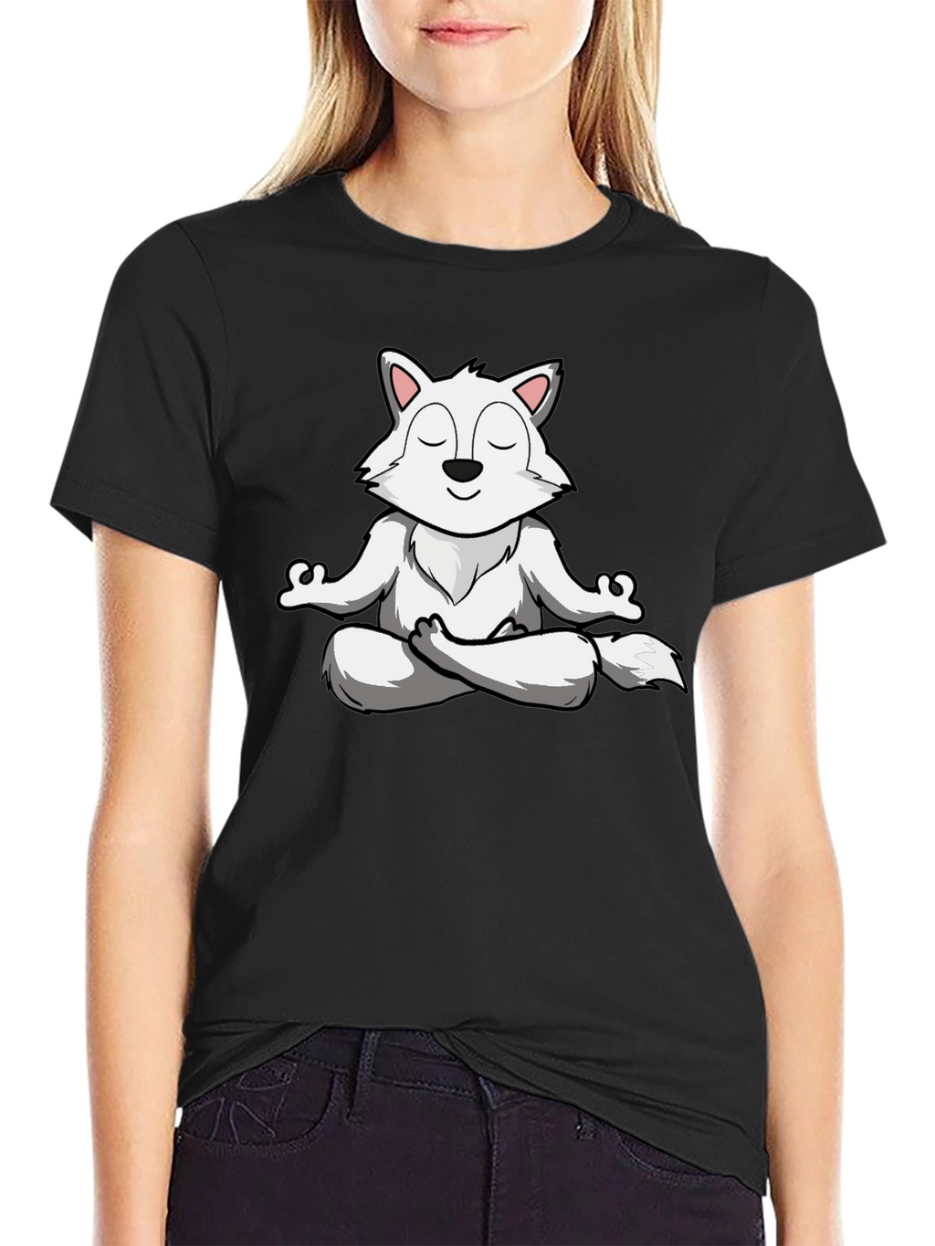 Meditating Wolf T-Shirt - Zen Animal Graphic Tee