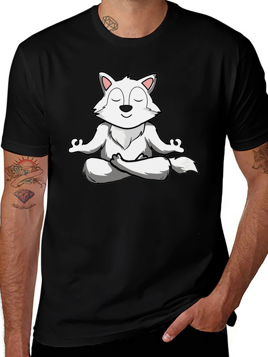 Meditating Wolf T-Shirt - Zen Animal Graphic Tee