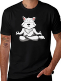 Meditating Wolf T-Shirt - Zen Animal Graphic Tee