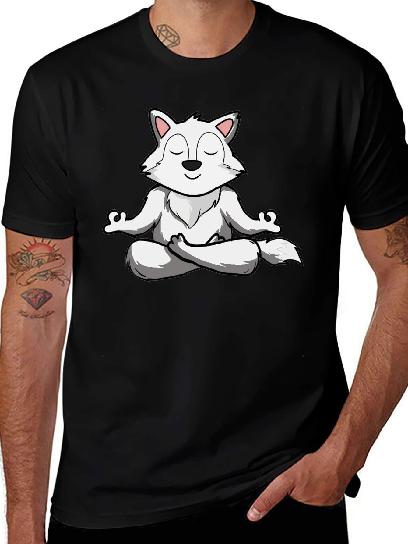 Meditating Wolf T-Shirt - Zen Animal Graphic Tee