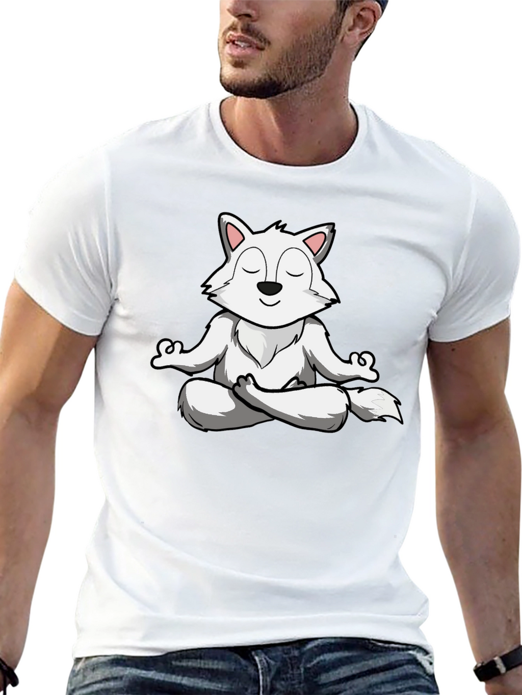 Meditating Wolf T-Shirt - Zen Animal Graphic Tee