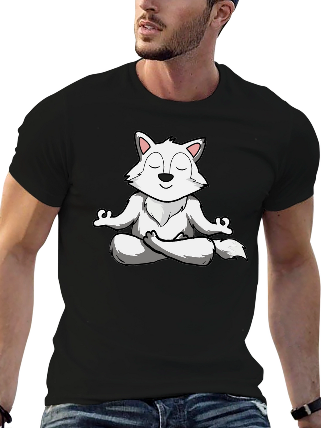 Meditating Wolf T-Shirt - Zen Animal Graphic Tee