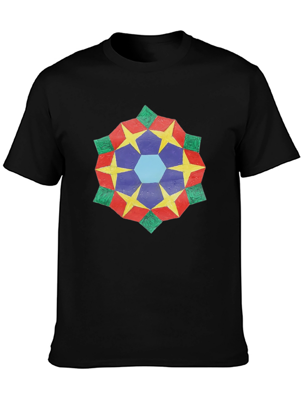 Geometric Star Mandala Black T-Shirt