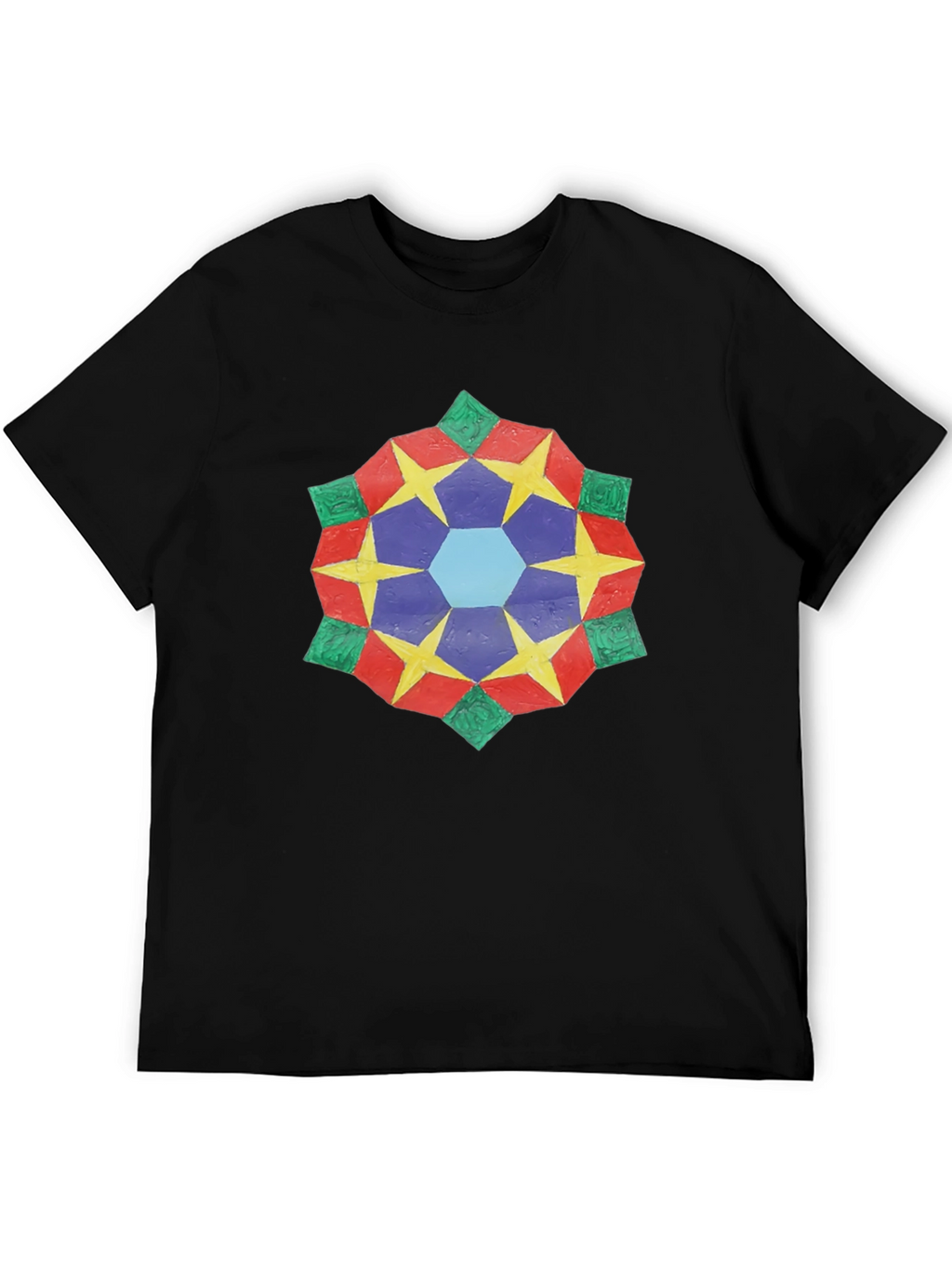 Geometric Star Mandala Black T-Shirt