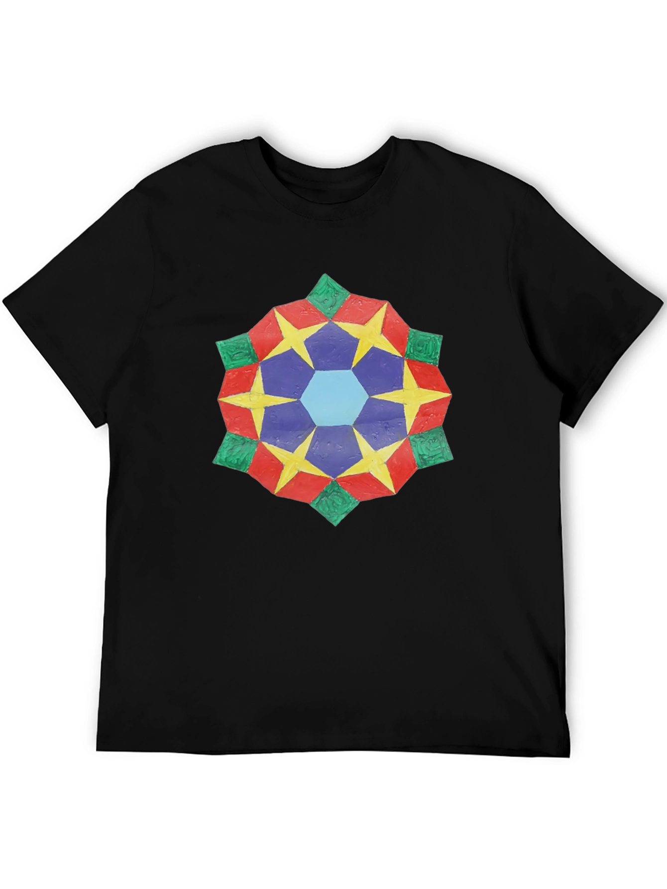 Geometric Star Mandala Black T-Shirt