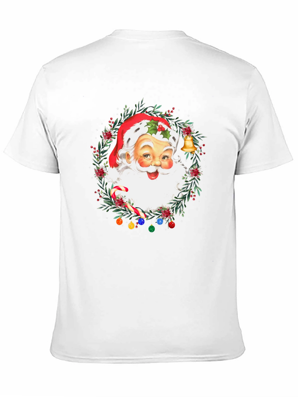 Festive Santa Christmas Wreath Graphic Tee