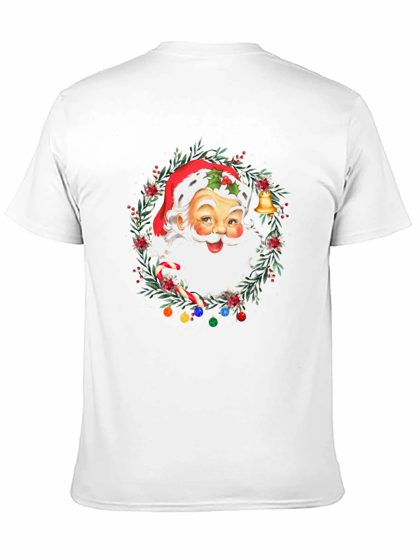 Festive Santa Christmas Wreath Graphic Tee