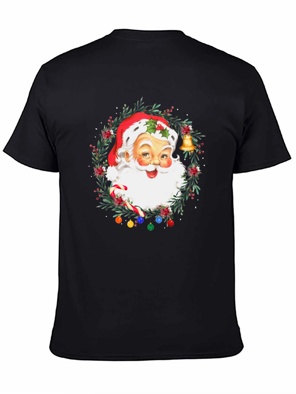 Festive Santa Christmas Wreath Graphic Tee