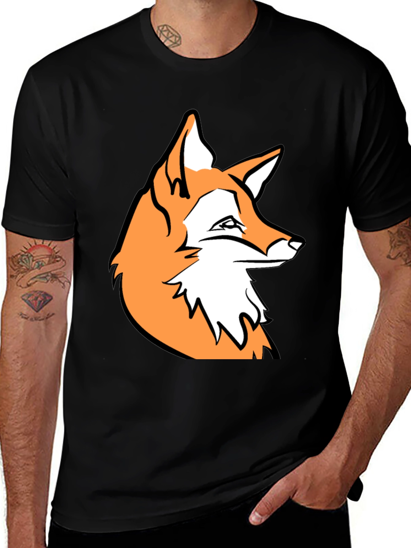 Fox Graphic Black T-Shirt - Stylish Casual Wear
