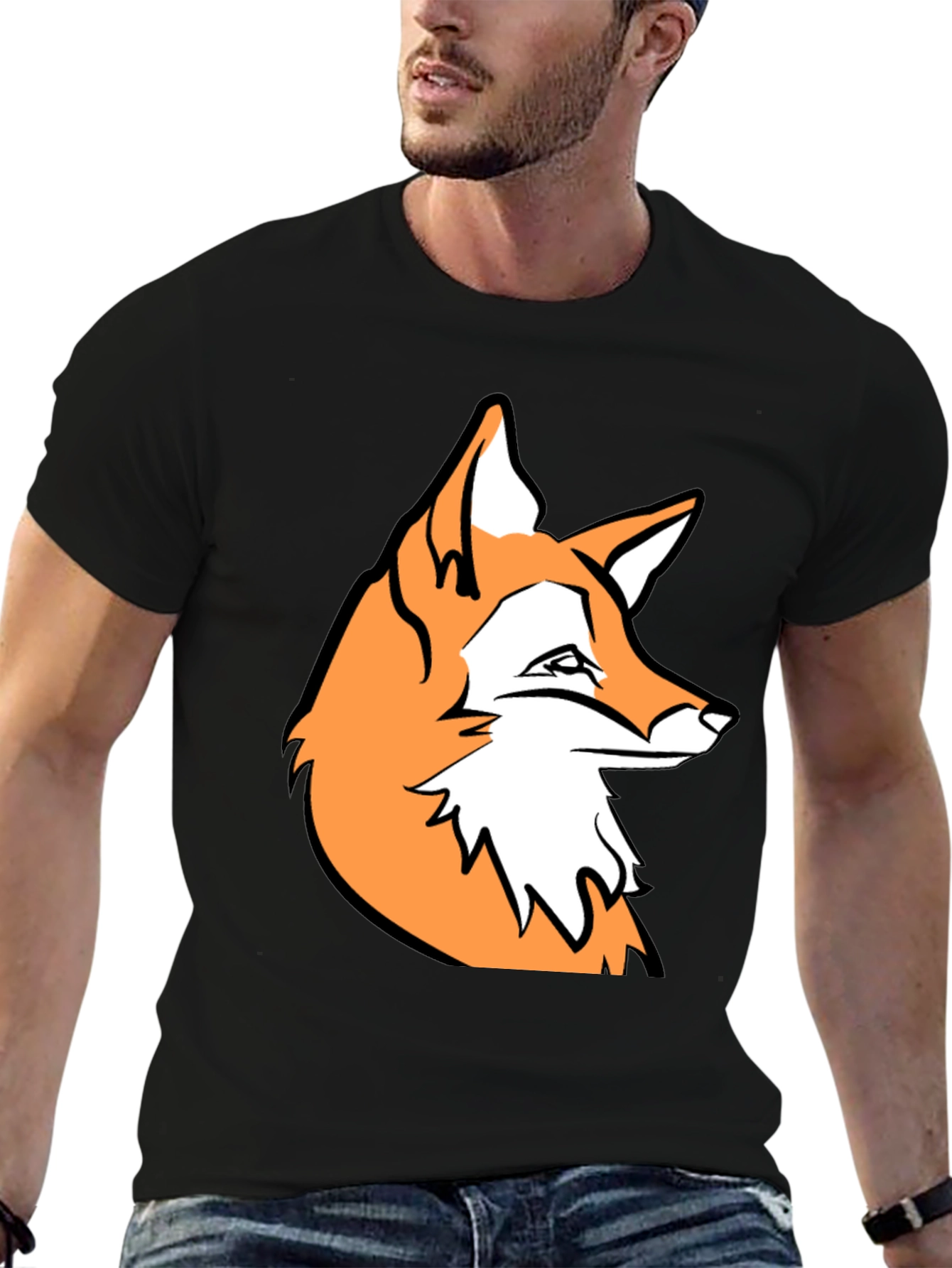 Fox Graphic Black T-Shirt - Stylish Casual Wear