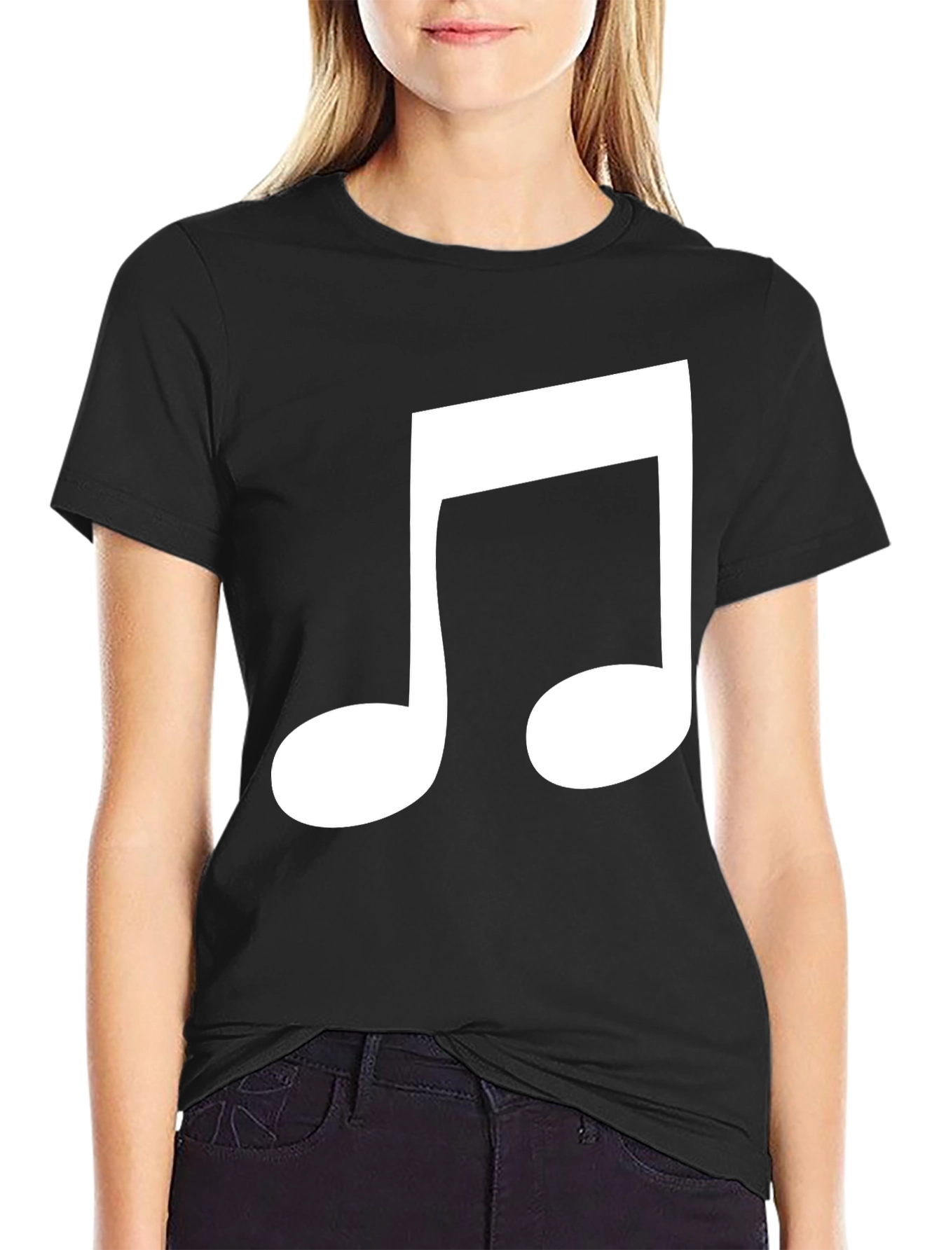 Musical Note Graphic Tee - Black Cotton Comfort