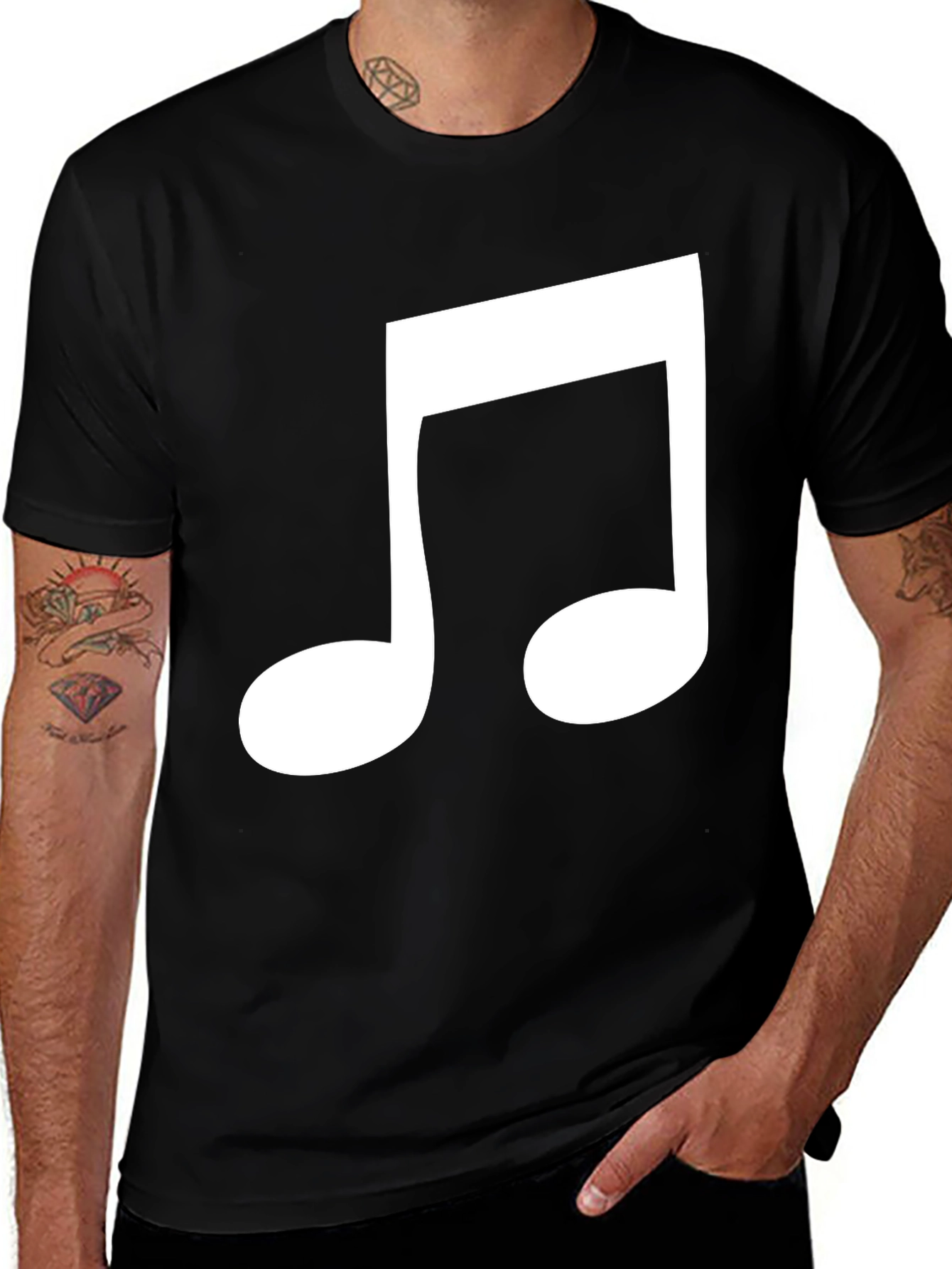 Musical Note Graphic Tee - Black Cotton Comfort