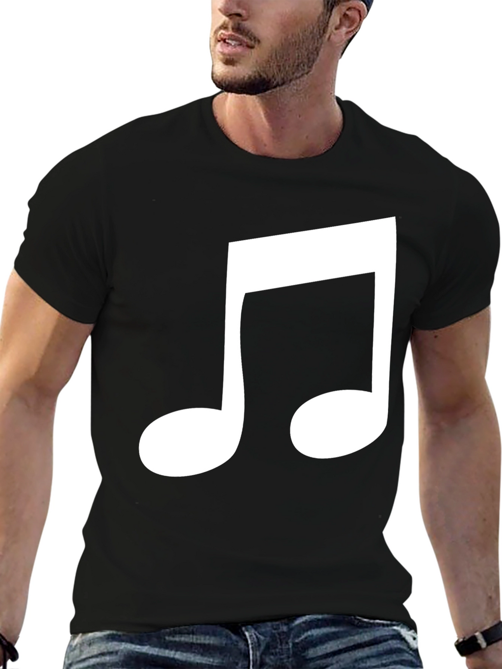 Musical Note Graphic Tee - Black Cotton Comfort