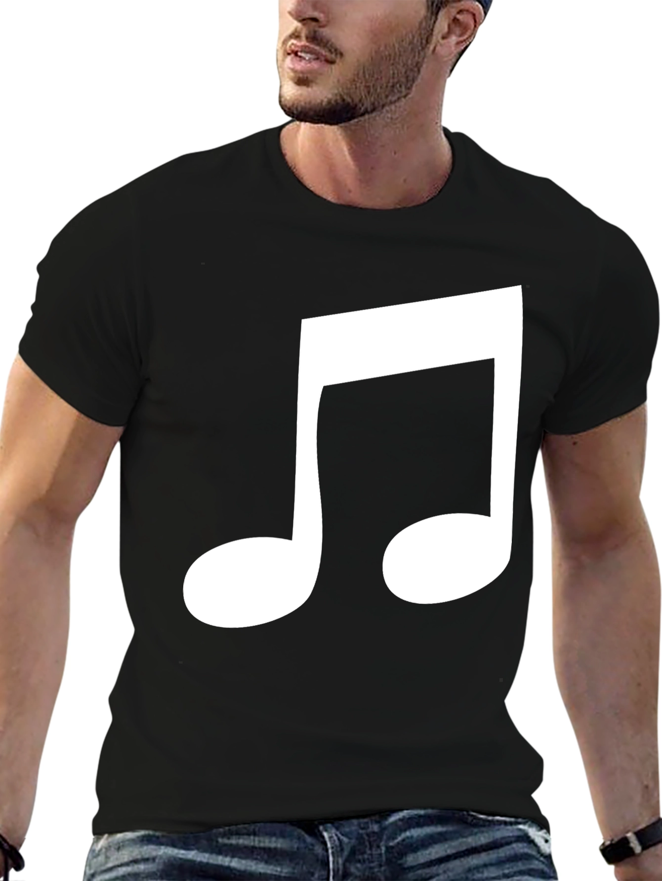 Musical Note Graphic Tee - Black Cotton Comfort