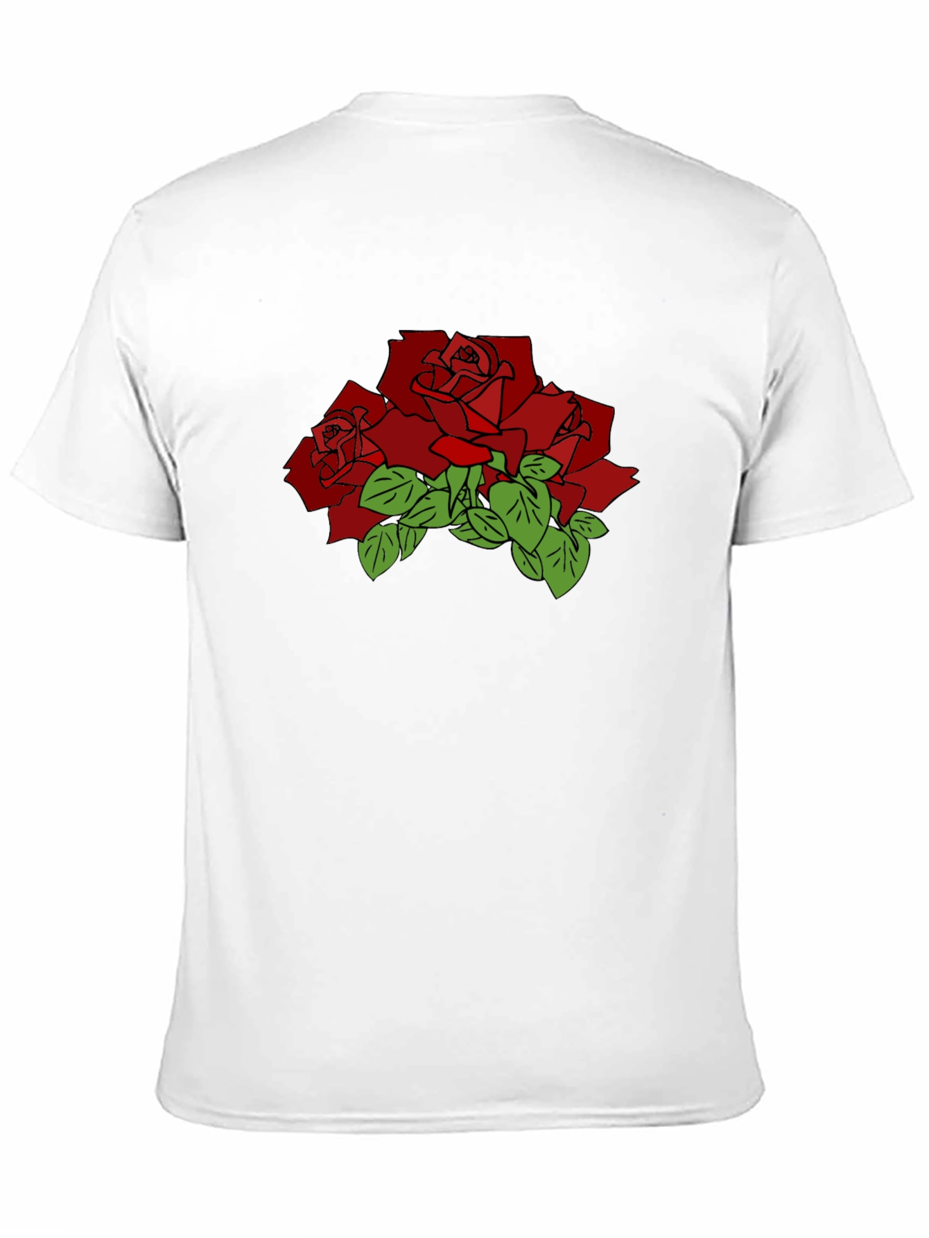 Black T-Shirt with Red Rose Graphic