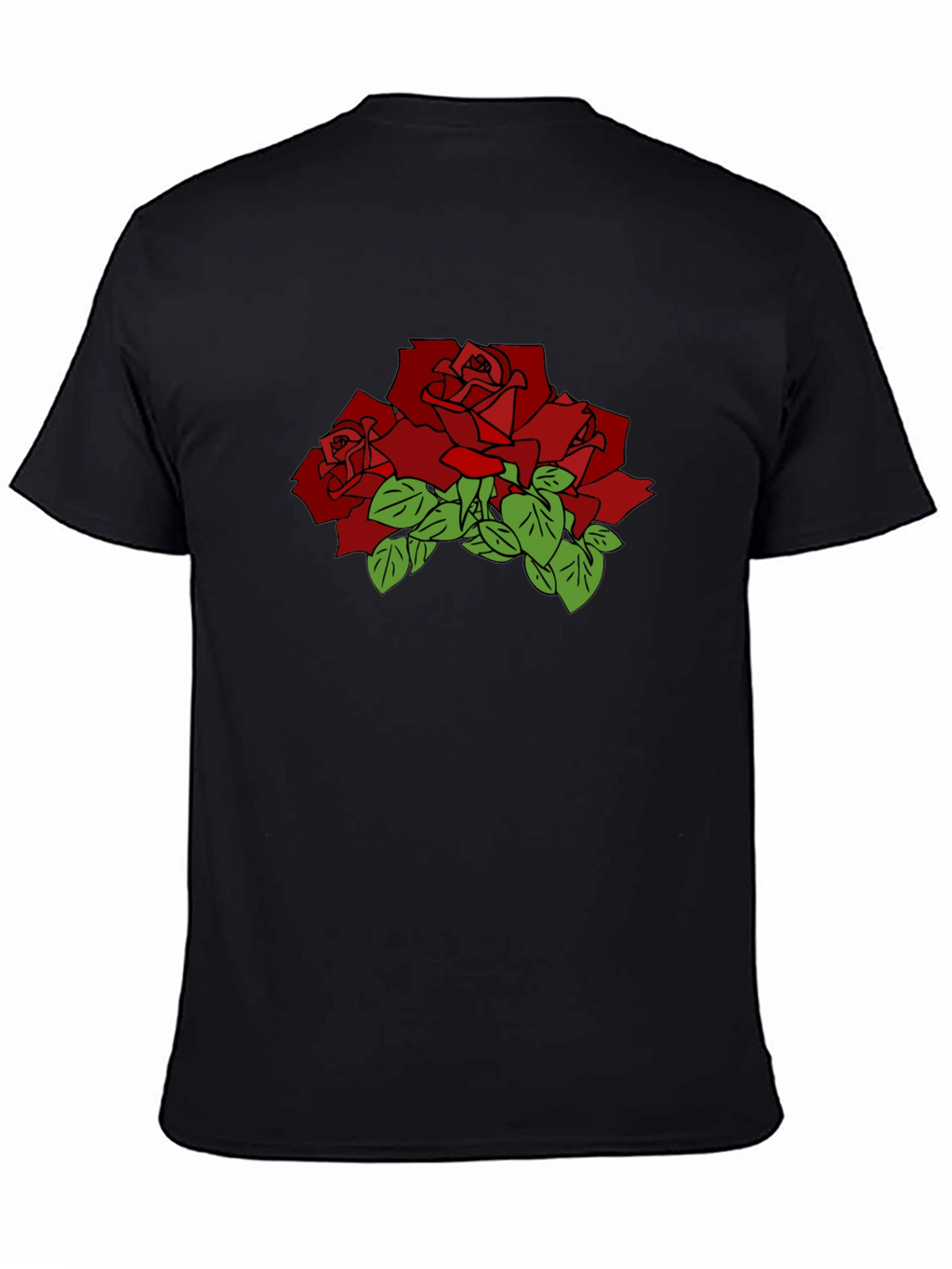 Black T-Shirt with Red Rose Graphic