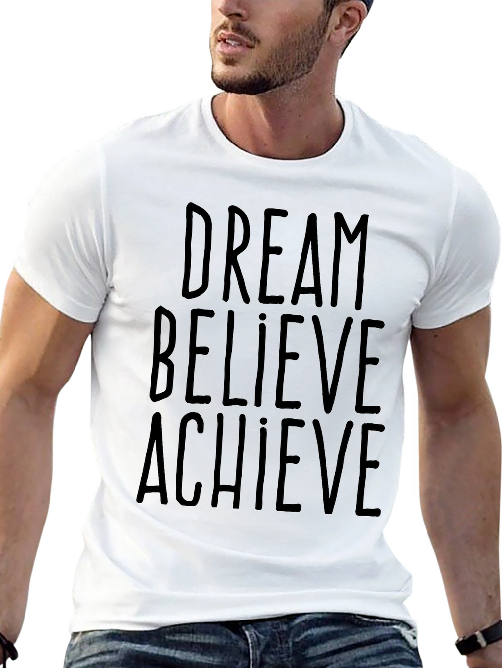 Dream Believe Achieve Black Graphic Tee