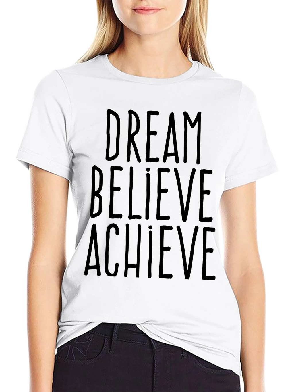 Dream Believe Achieve Black Graphic Tee
