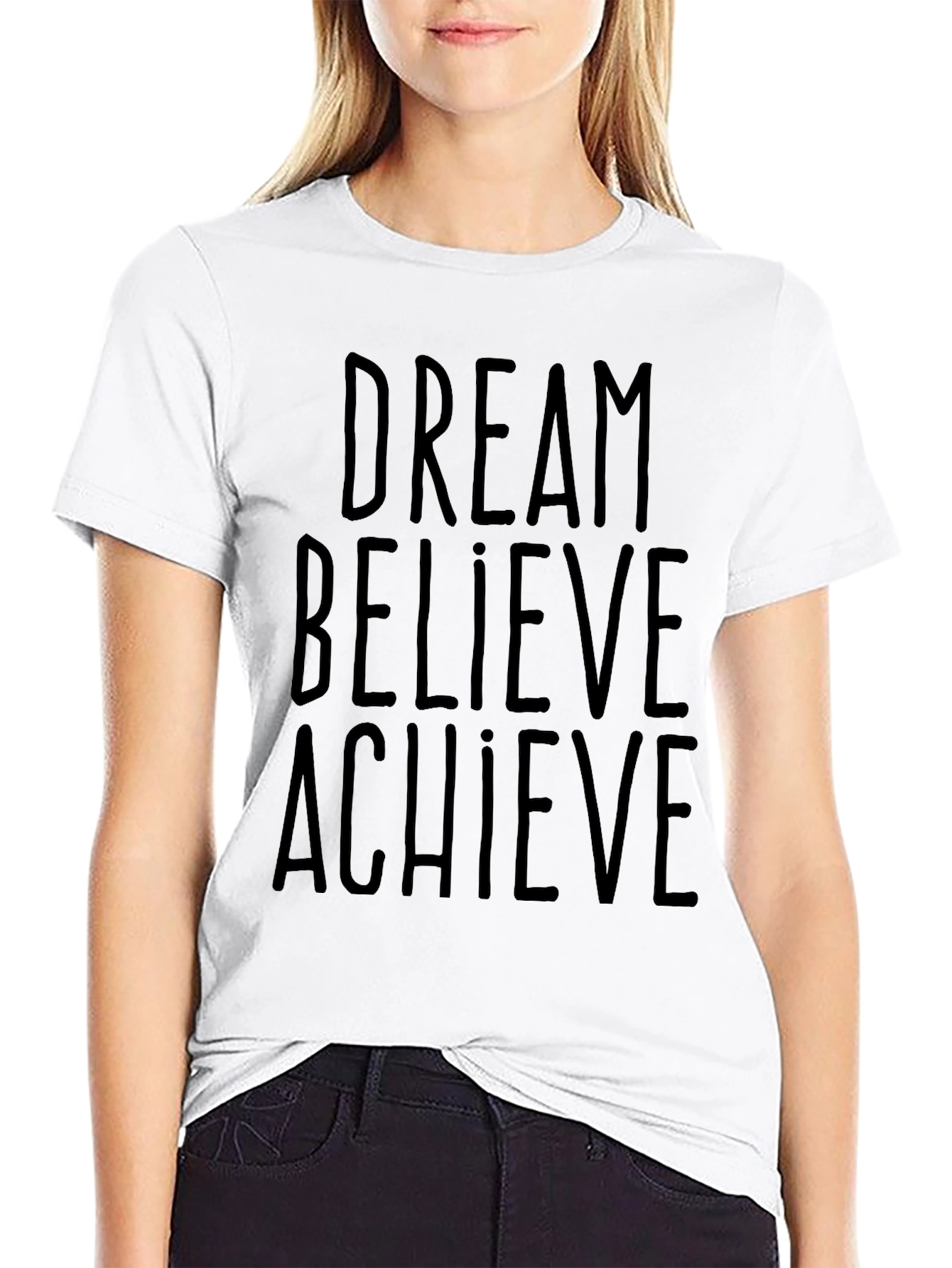 Dream Believe Achieve Black Graphic Tee