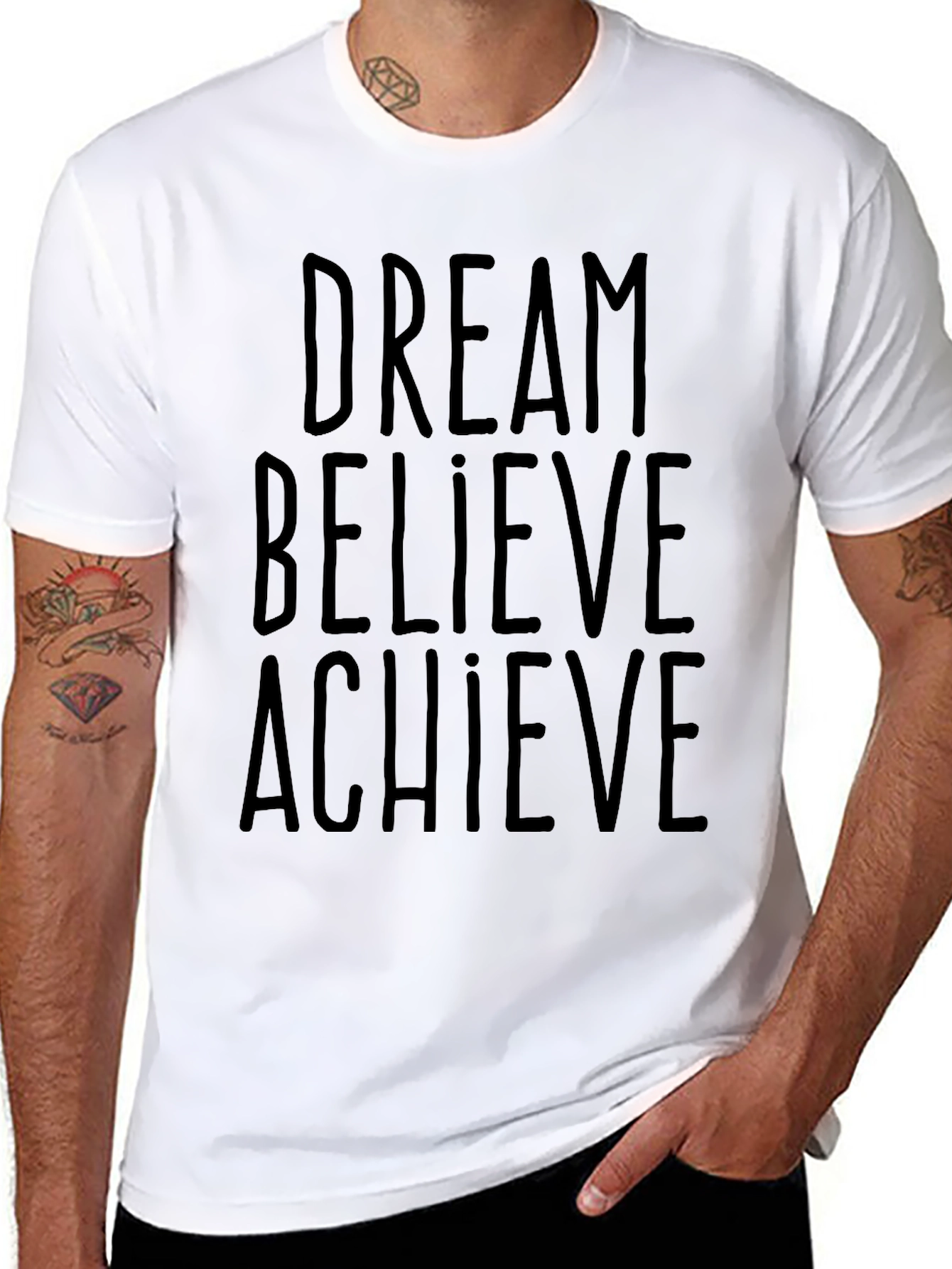 Dream Believe Achieve Black Graphic Tee