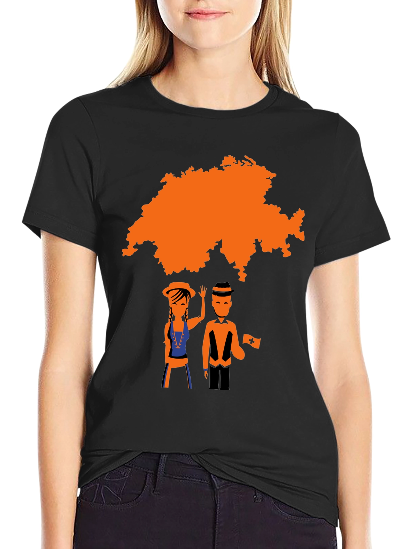 Swiss Map Graphic Tee - Black T-Shirt