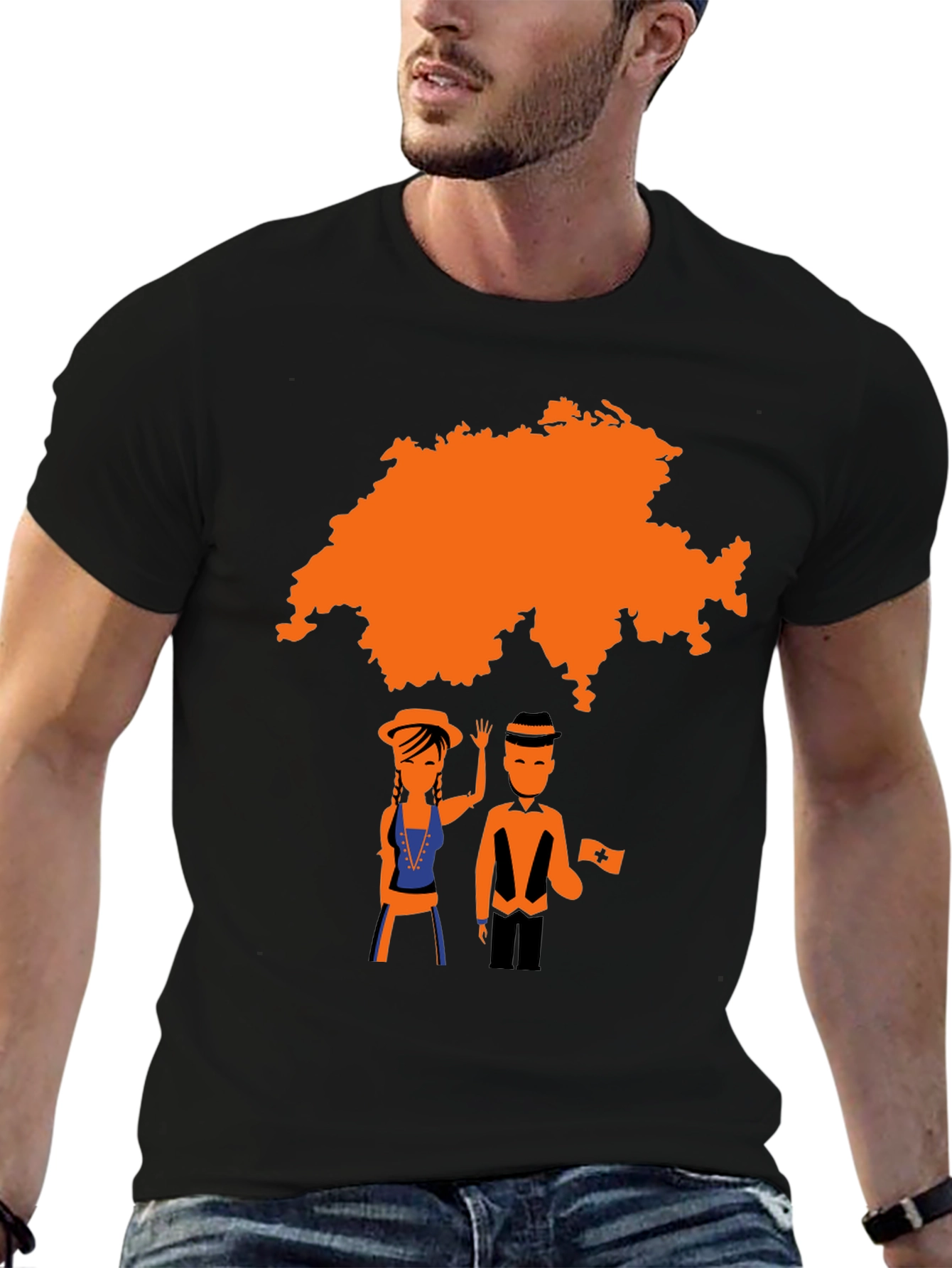 Swiss Map Graphic Tee - Black T-Shirt