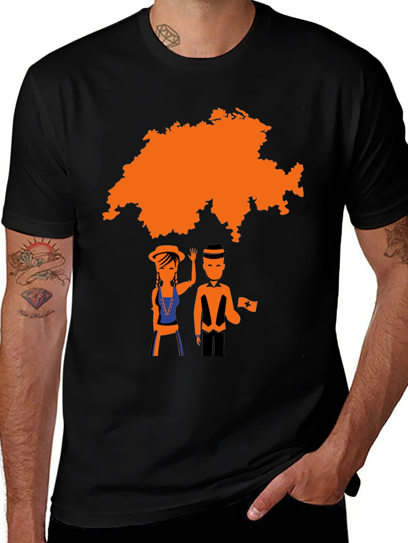 Swiss Map Graphic Tee - Black T-Shirt