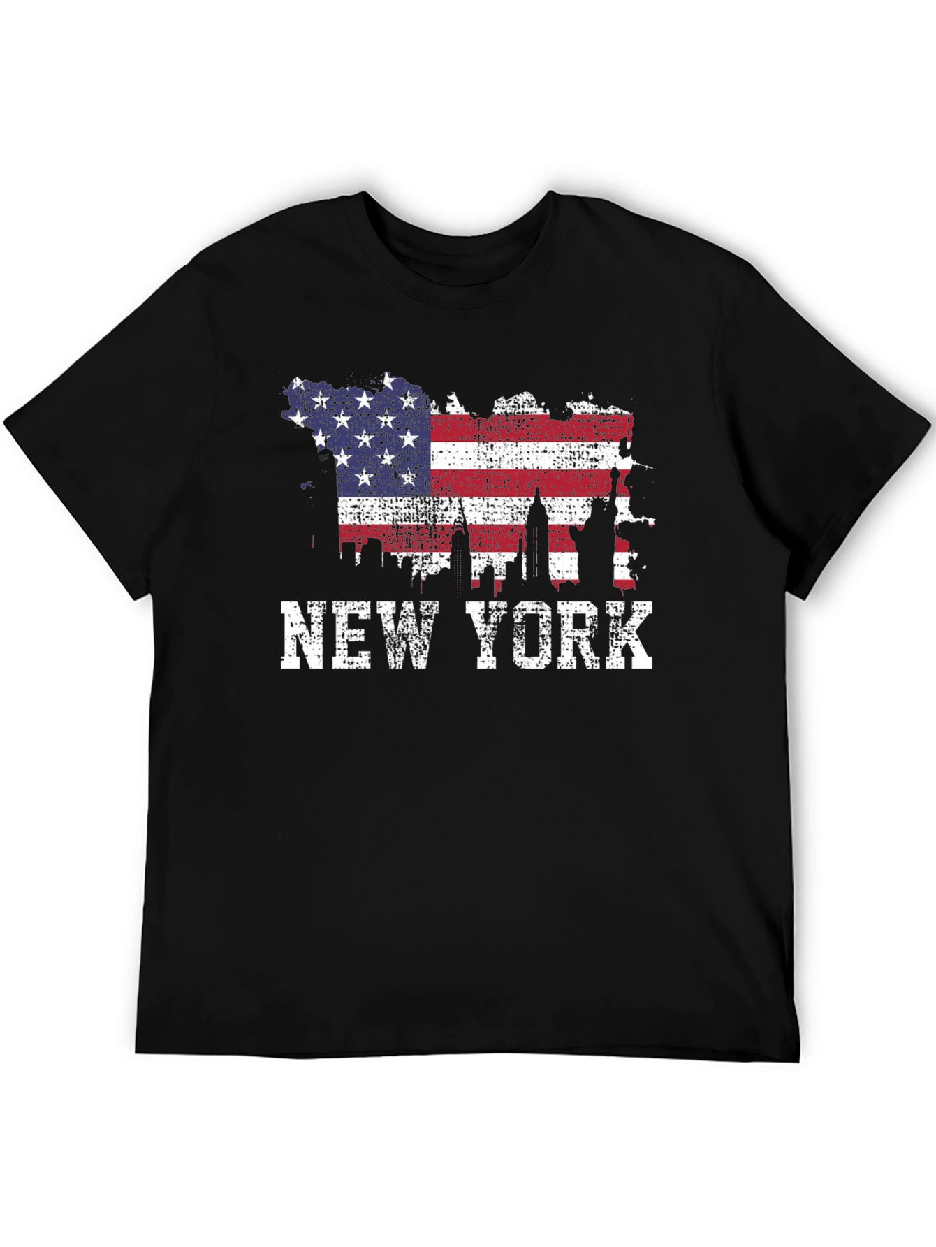New York Skyline USA Flag Graphic T-Shirt