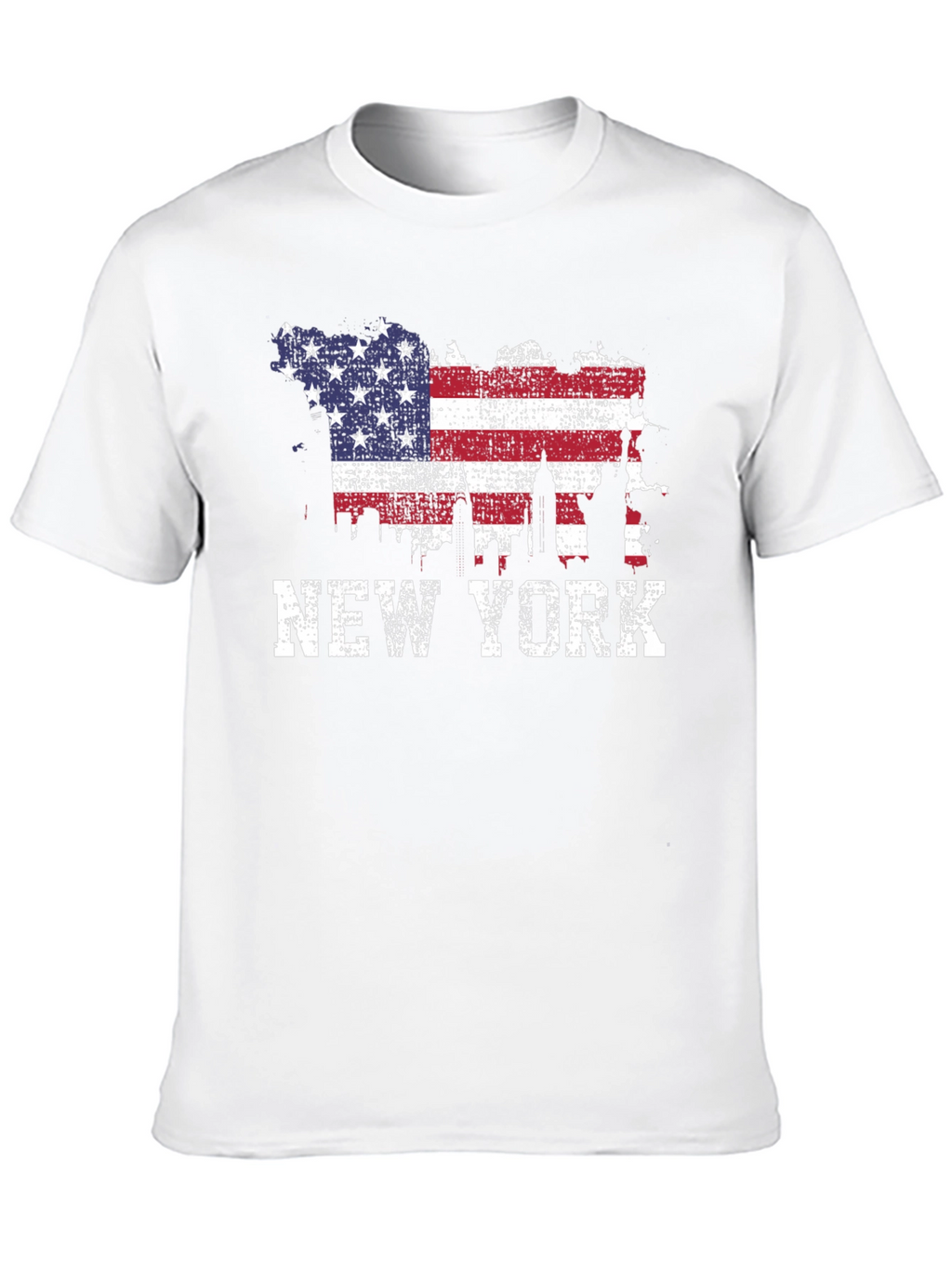 New York Skyline USA Flag Graphic T-Shirt