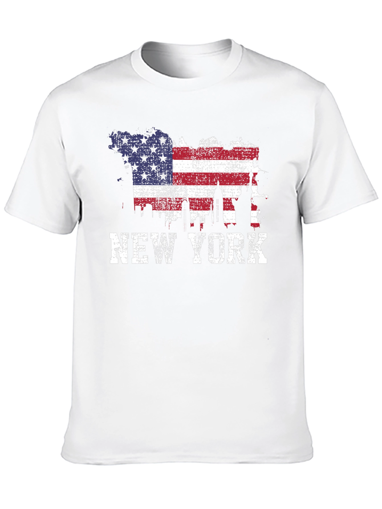 New York Skyline USA Flag Graphic T-Shirt