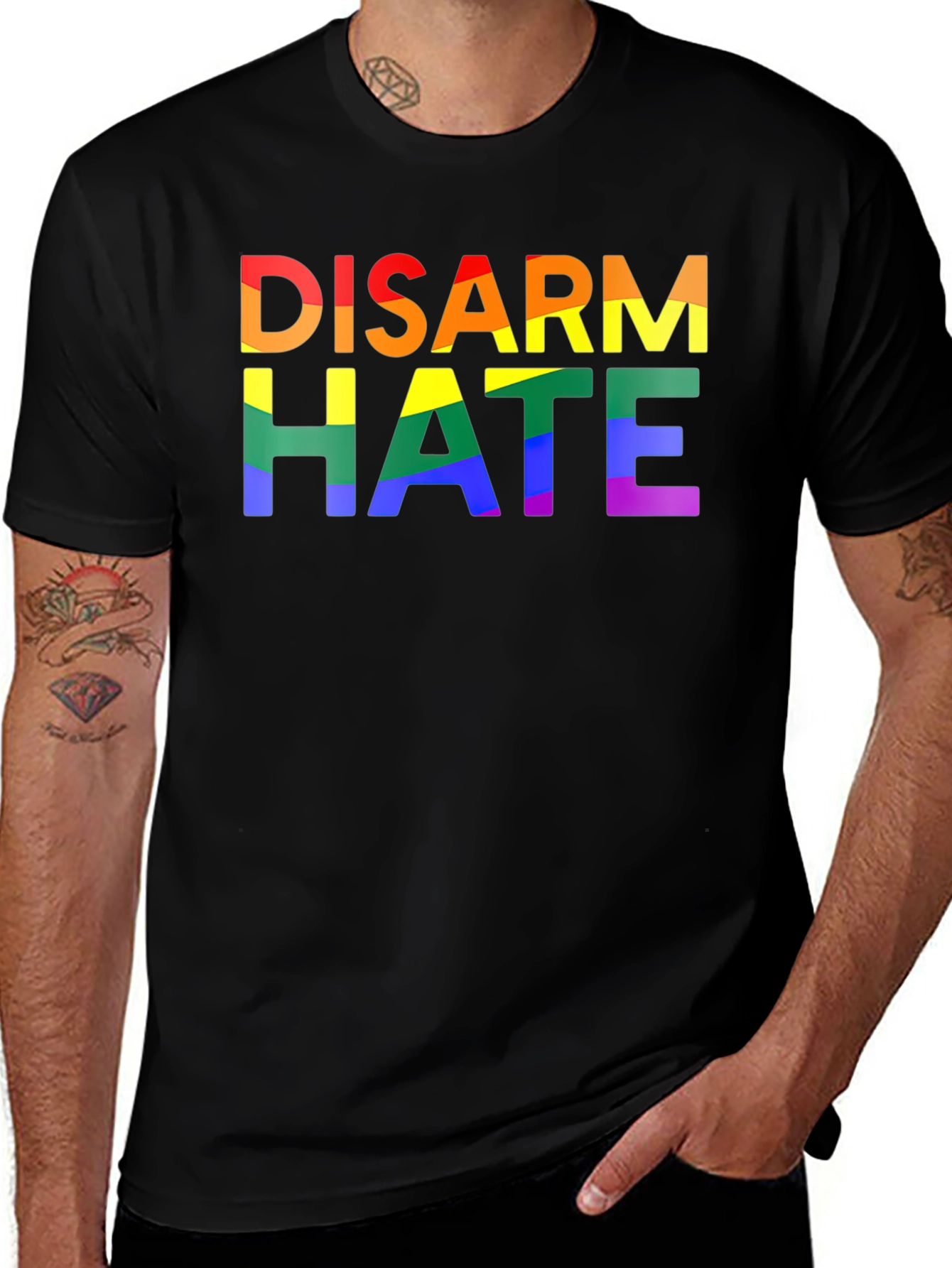 Disarm Hate Rainbow Pride Graphic Tee