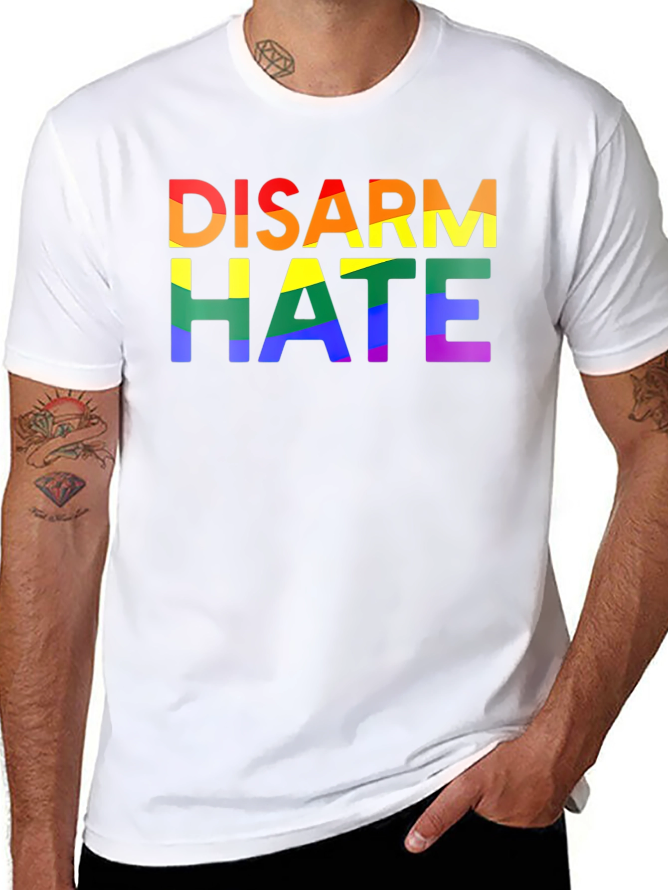Disarm Hate Rainbow Pride Graphic Tee