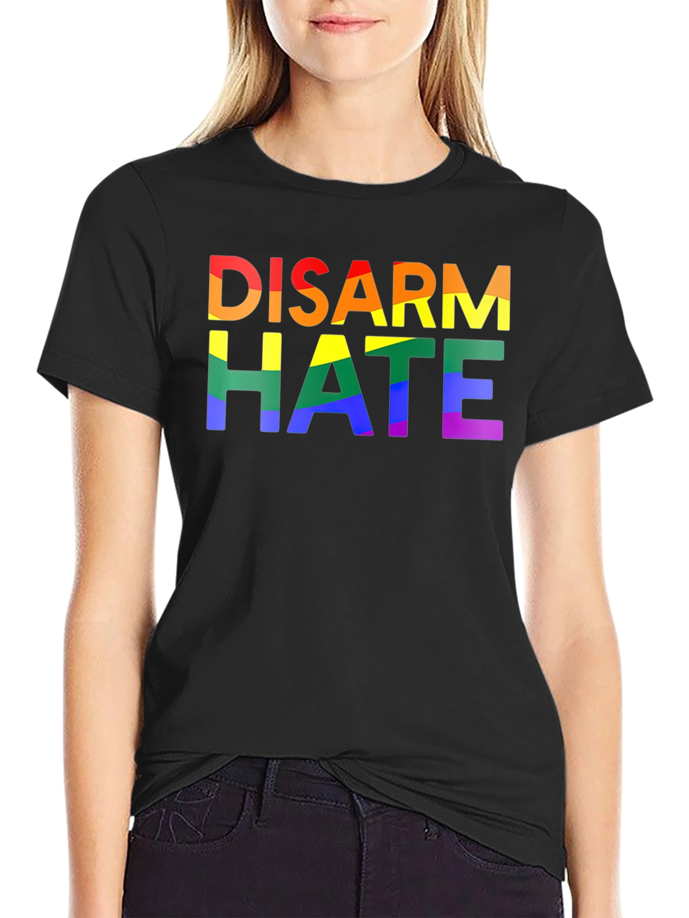 Disarm Hate Rainbow Pride Graphic Tee