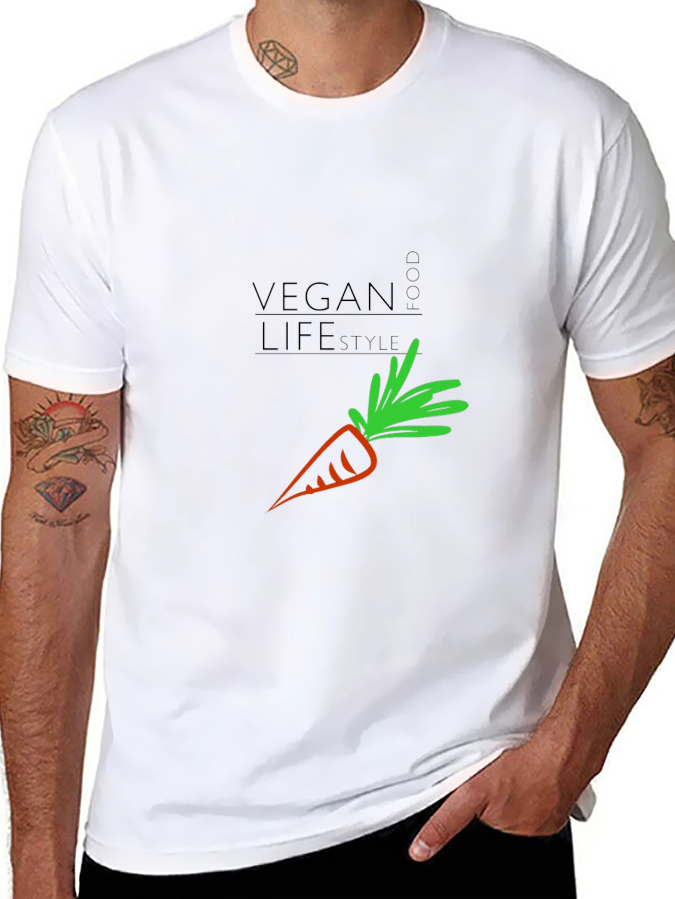 Vegan Lifestyle T-Shirt - Carrot Graphic Print