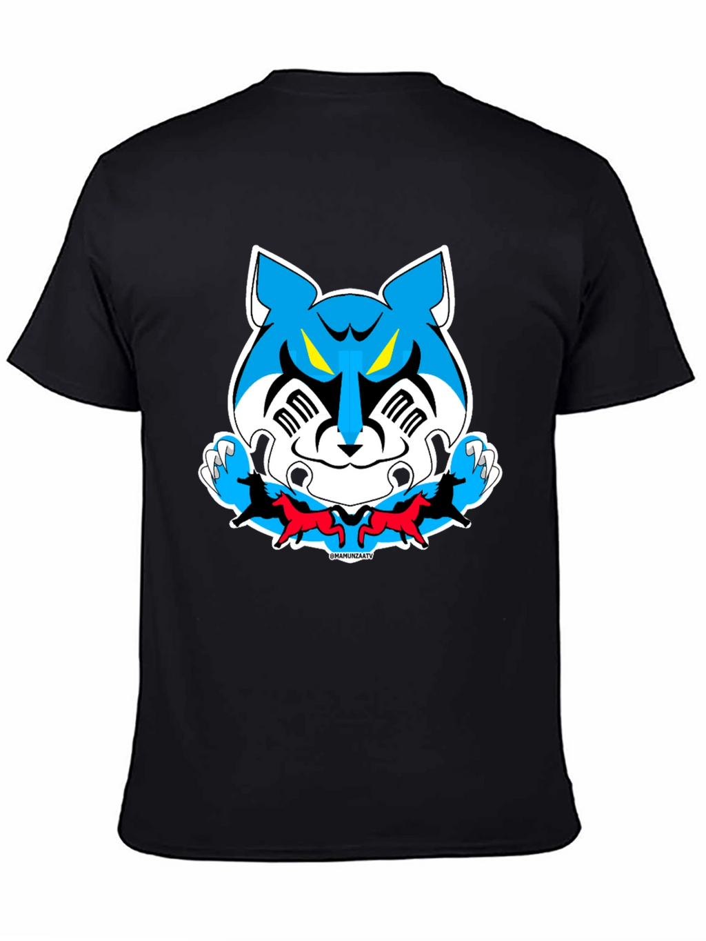 Cartoon Tiger Graphic Tee - Black