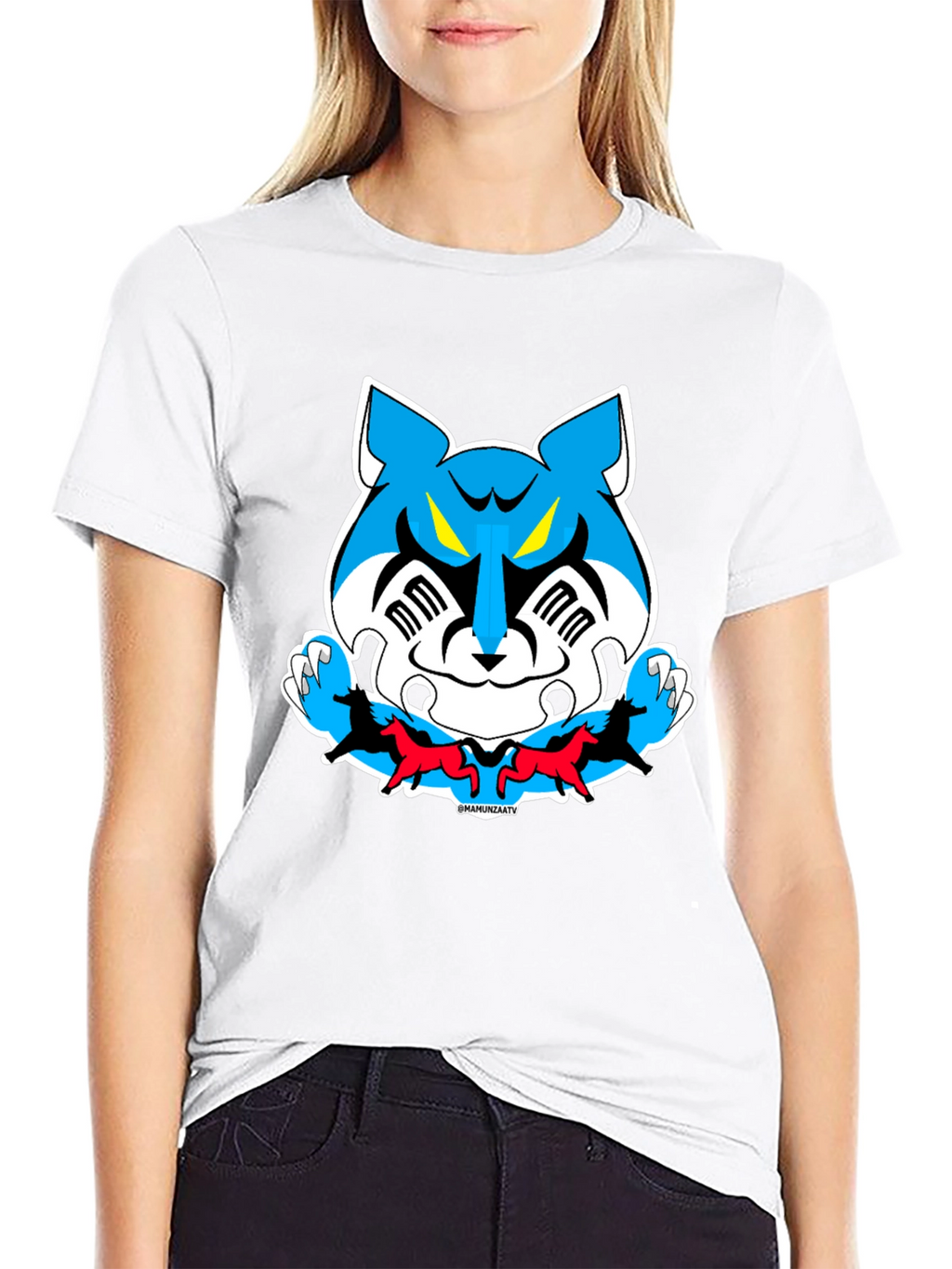 Cartoon Tiger Graphic Tee - Black