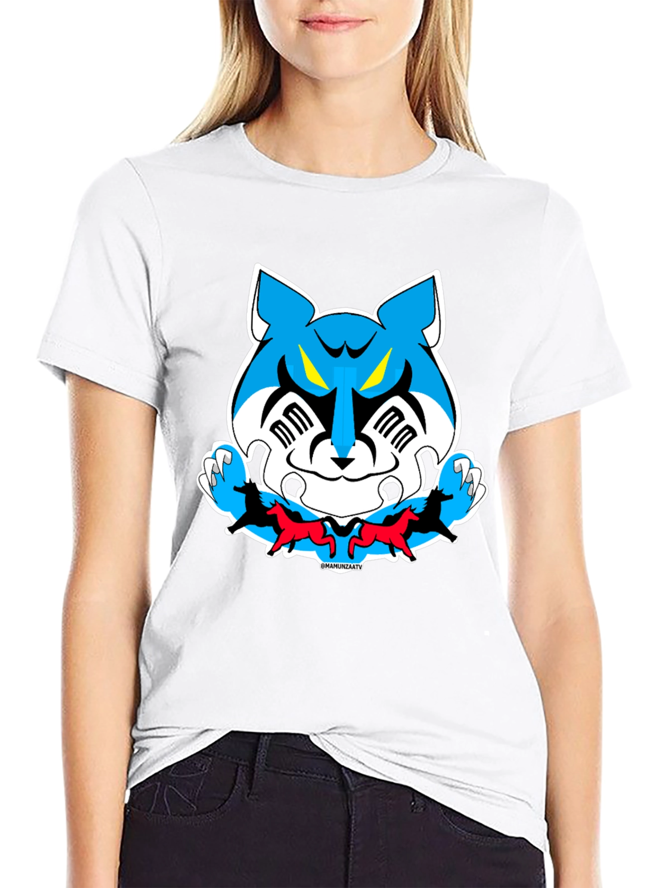 Cartoon Tiger Graphic Tee - Black