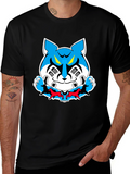 Cartoon Tiger Graphic Tee - Black