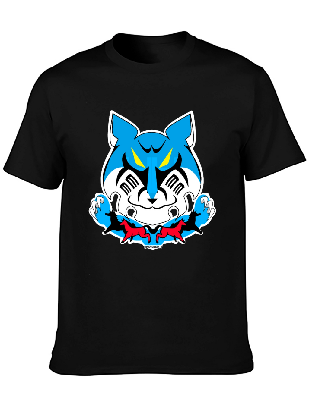 Cartoon Tiger Graphic Tee - Black