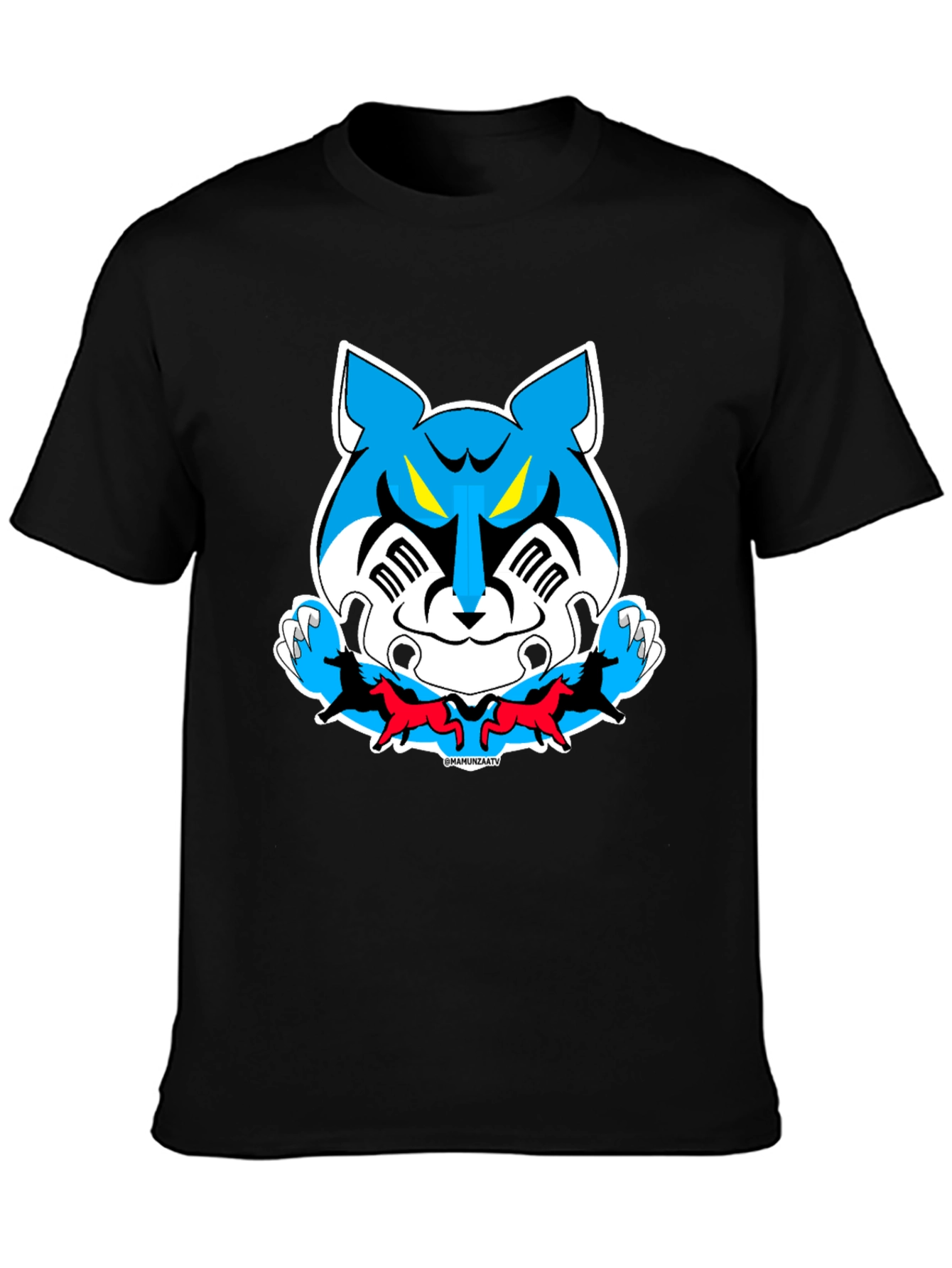 Cartoon Tiger Graphic Tee - Black