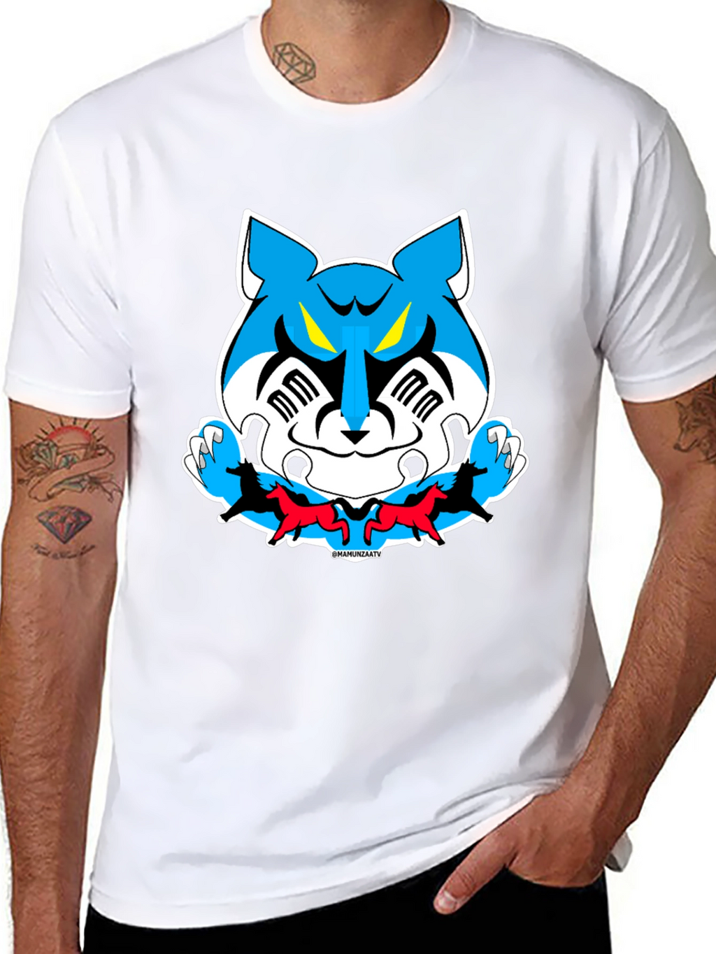 Cartoon Tiger Graphic Tee - Black