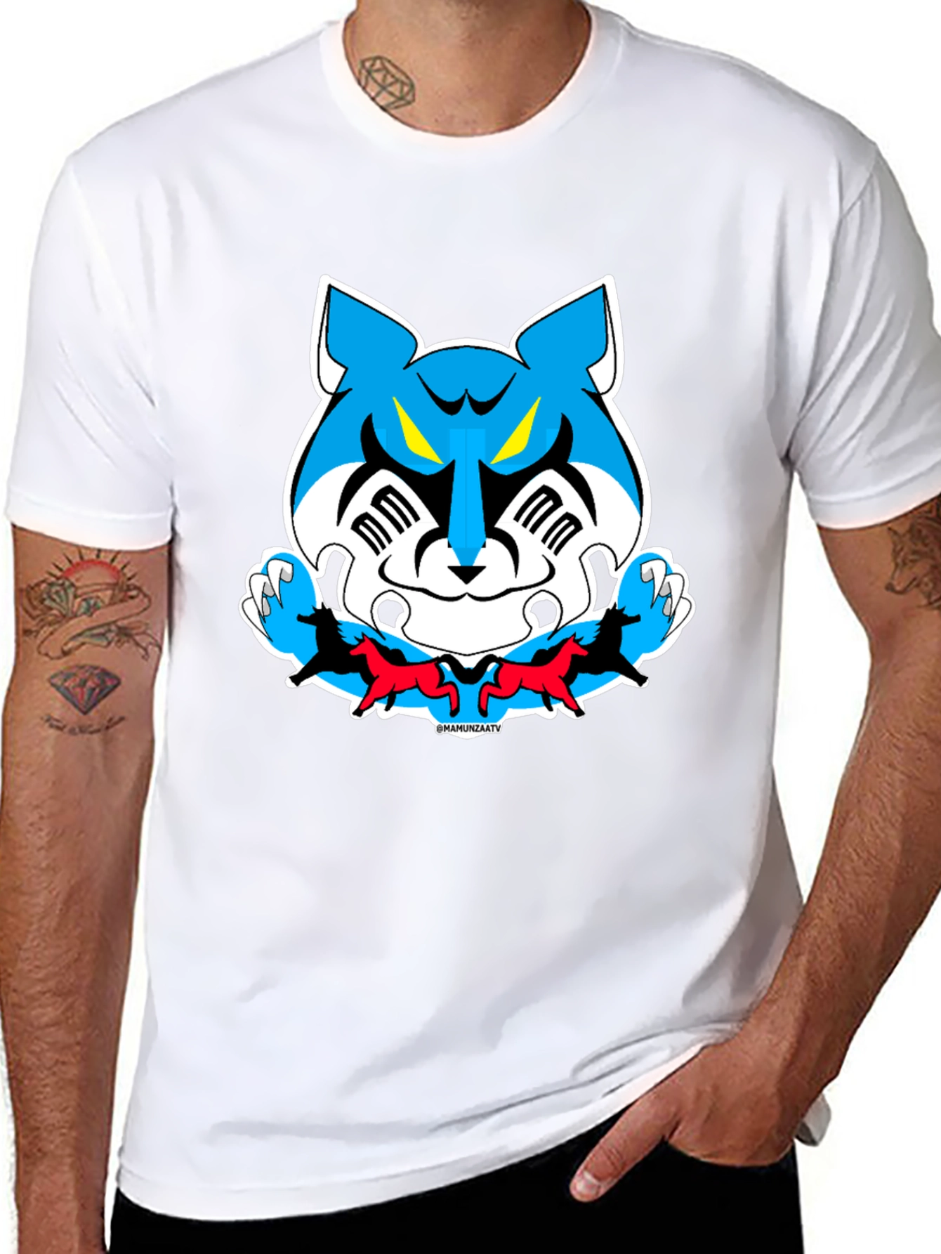Cartoon Tiger Graphic Tee - Black
