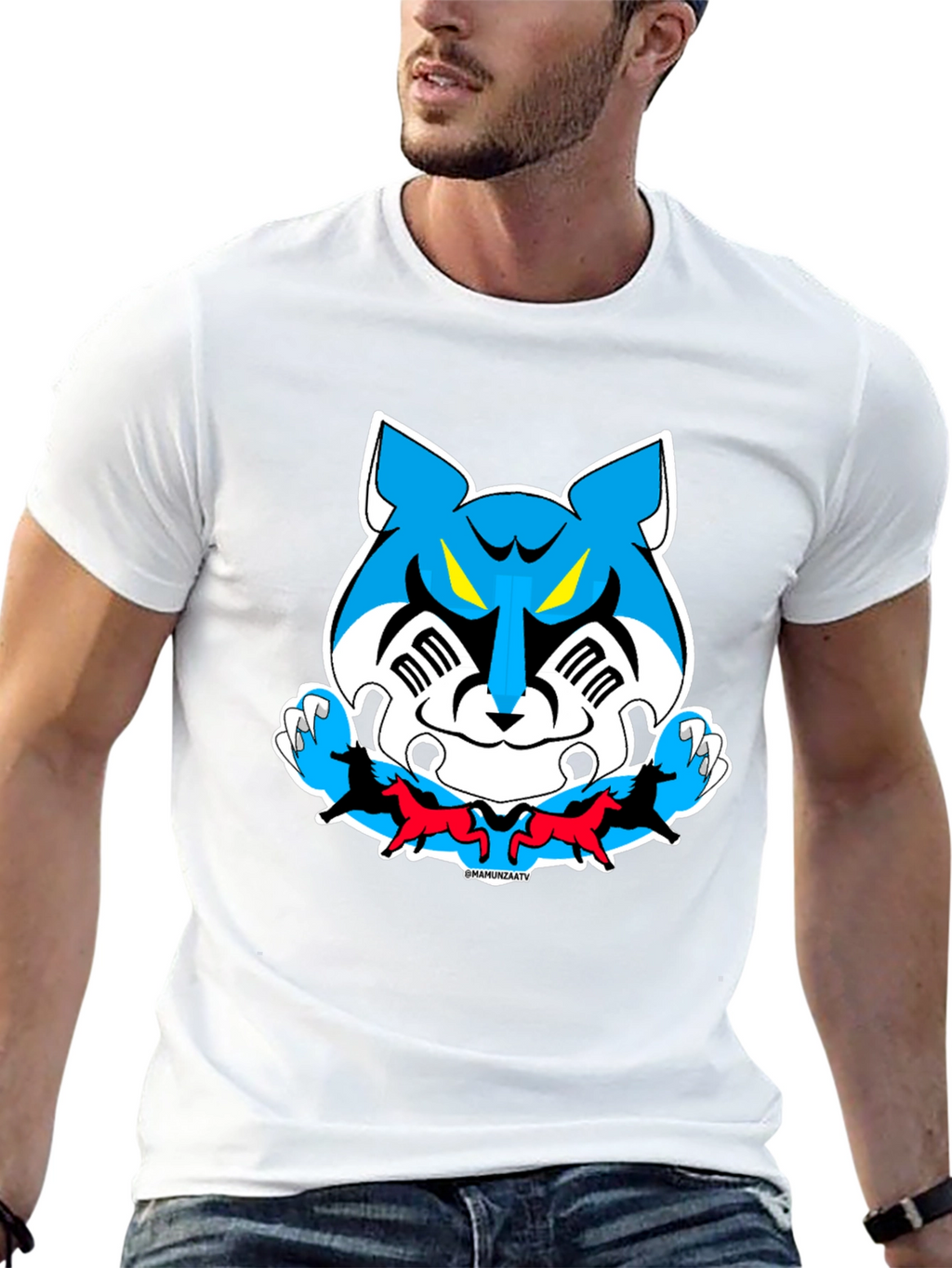 Cartoon Tiger Graphic Tee - Black