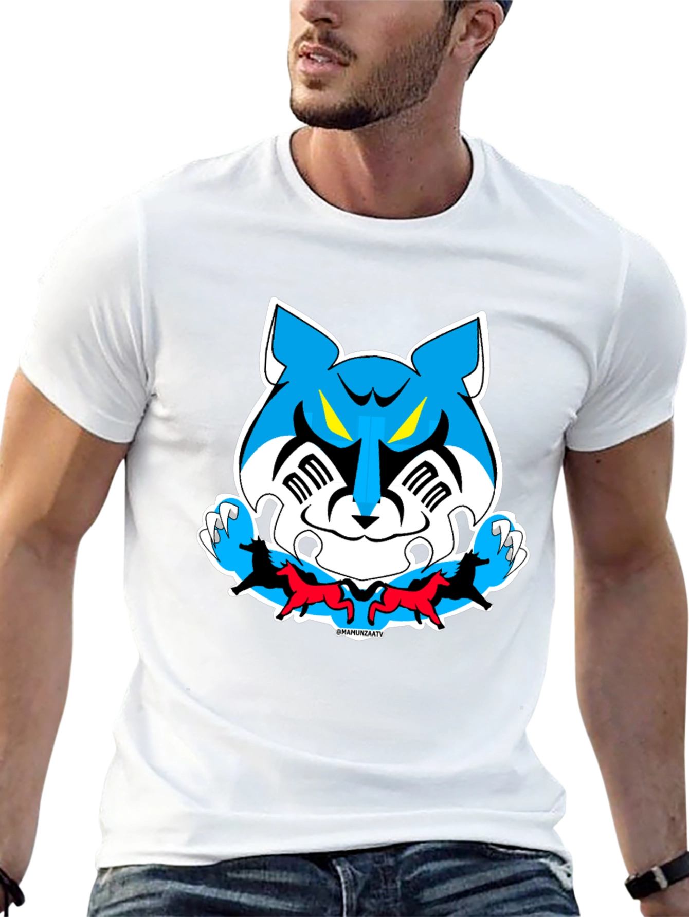 Cartoon Tiger Graphic Tee - Black