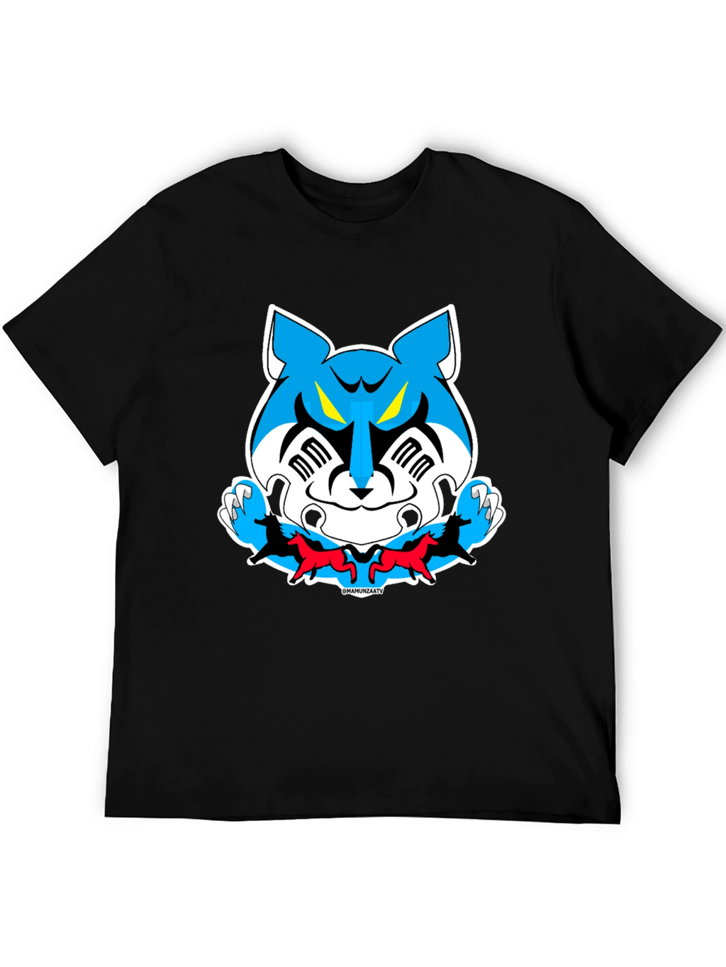 Cartoon Tiger Graphic Tee - Black