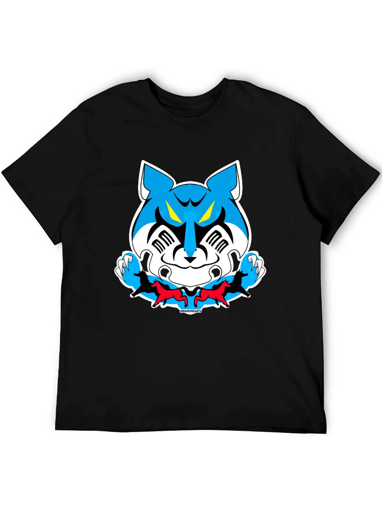 Cartoon Tiger Graphic Tee - Black